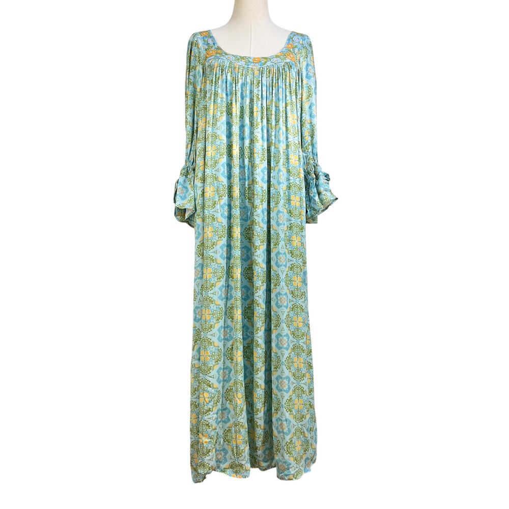 Mi Golondrina Eli Verdes Azuelejos Dress Floral Printed Blue